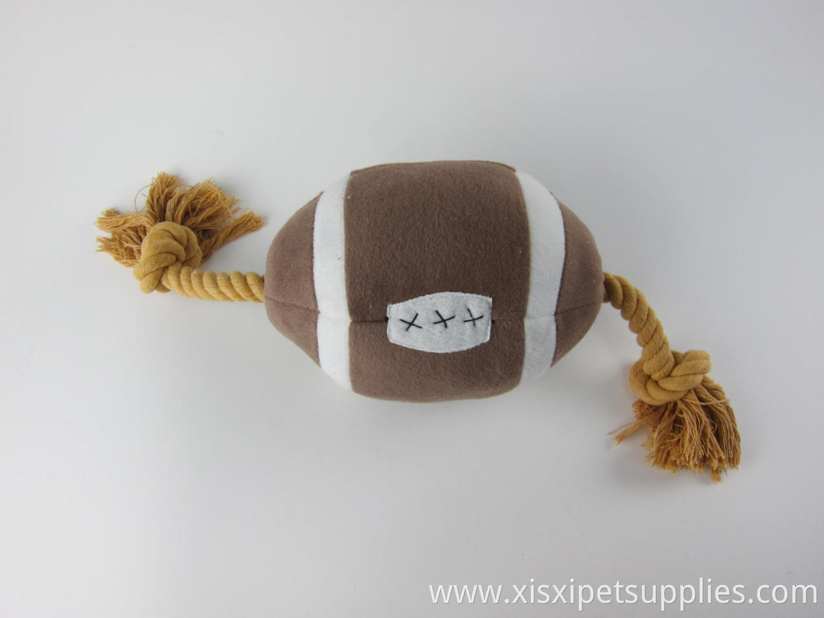 Durable pet chew rope football squeaky dog toy